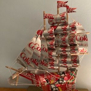 Handcrafted (not by seller) Coca Cola can art ship.